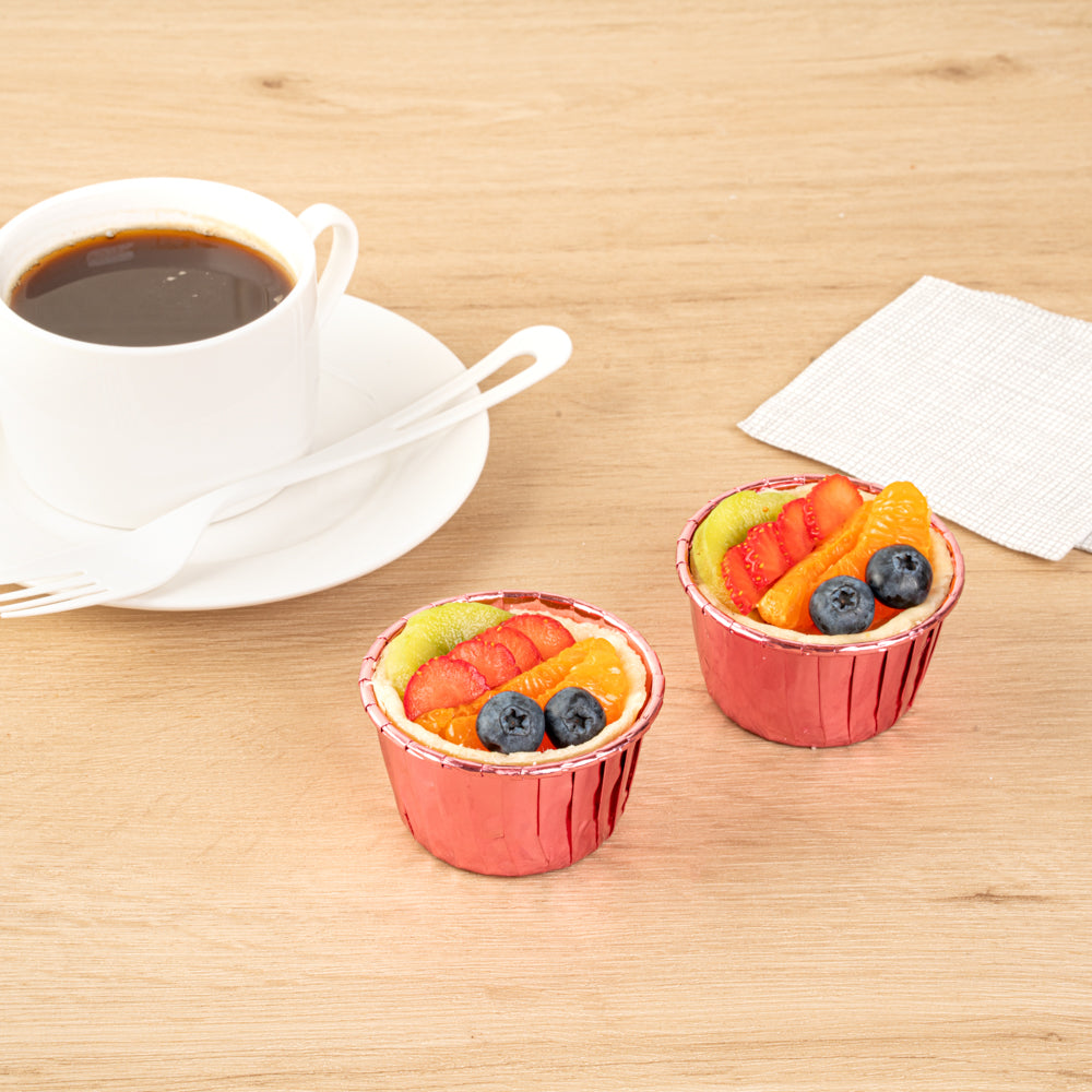 Panificio 3.5 oz Round Rose Gold Foil Paper Baking Cup - Lids Available - 2 3/4" x 2 3/4" x 1 1/2" - 500 count box