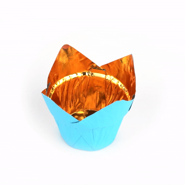 Panificio 3.9 oz Blue Foil Paper Tulip Baking Cup - 3 1/4" x 3 1/4" x 2 3/4" - 500 count box