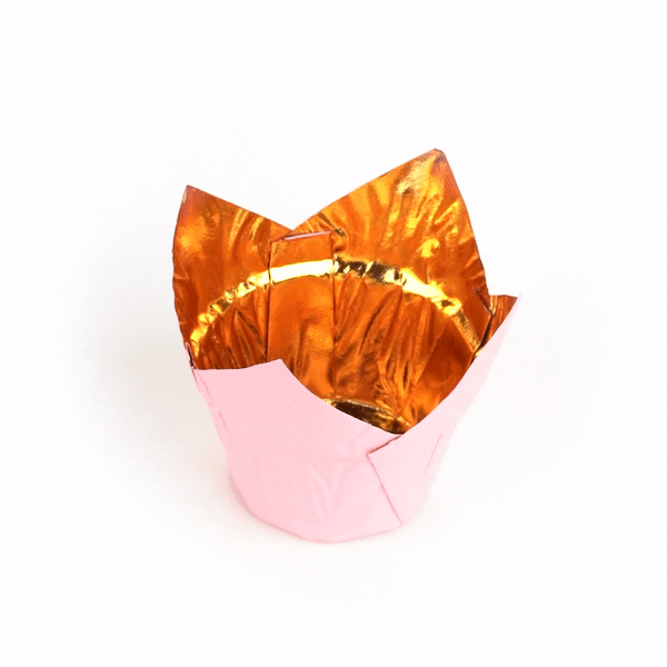 Panificio 3.9 oz Pink Foil Paper Tulip Baking Cup - 3 1/4" x 3 1/4" x 2 3/4" - 50 count box
