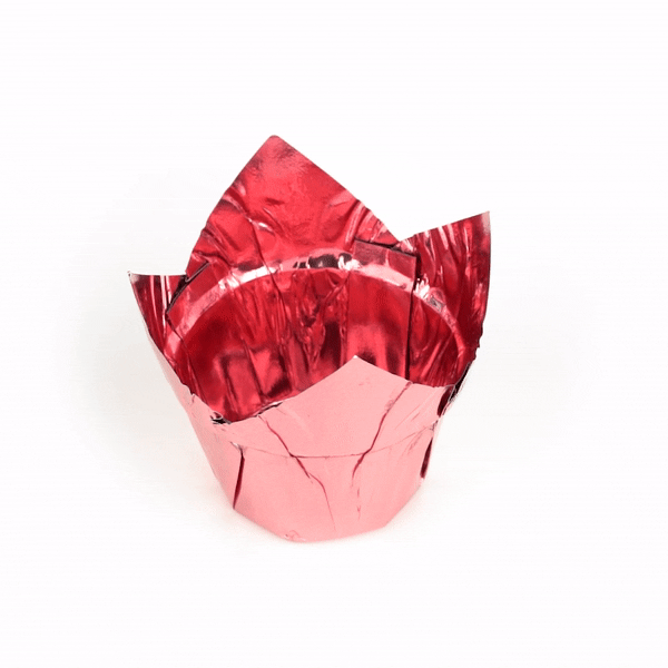 Panificio 3.9 oz Rose Gold Foil Paper Tulip Baking Cup - 3 1/4" x 3 1/4" x 2 3/4" - 50 count box