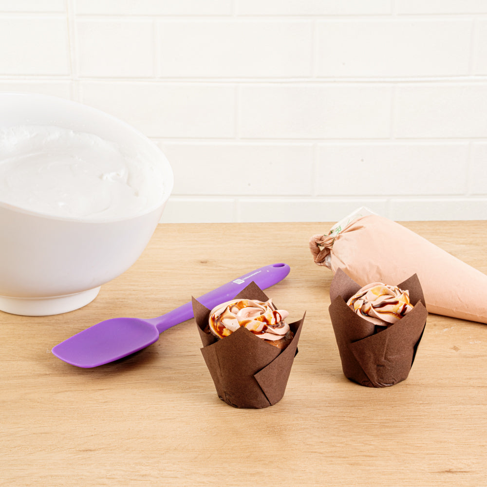 Panificio 3.5 oz Brown Paper Tulip Baking Cup - Greaseproof - 3 1/4" x 3 1/4" x 3 1/4" - 50 count box
