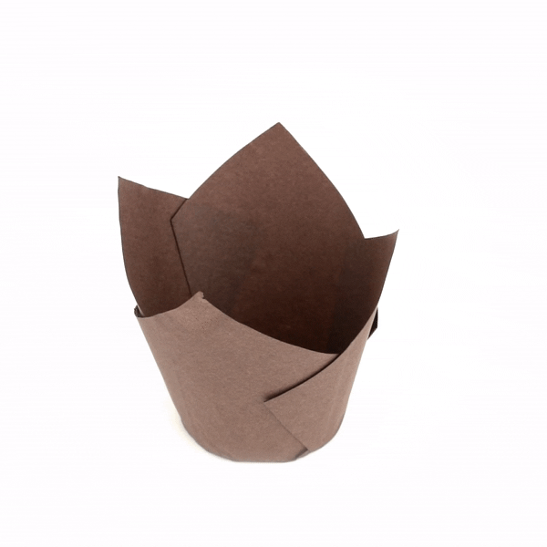 Panificio 3.5 oz Brown Paper Tulip Baking Cup - Greaseproof - 3 1/4" x 3 1/4" x 3 1/4" - 500 count box