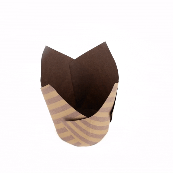 Panificio 3.5 oz Brown Paper Striped Tulip Baking Cup - Greaseproof - 3 1/4" x 3 1/4" x 3 1/4" - 500 count box