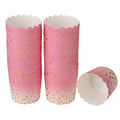 Panificio 4.5 oz Pink Paper Scalloped Baking Cup - Gold Polka Dots - 2 3/4" x 2 3/4" x 2" - 50 count box