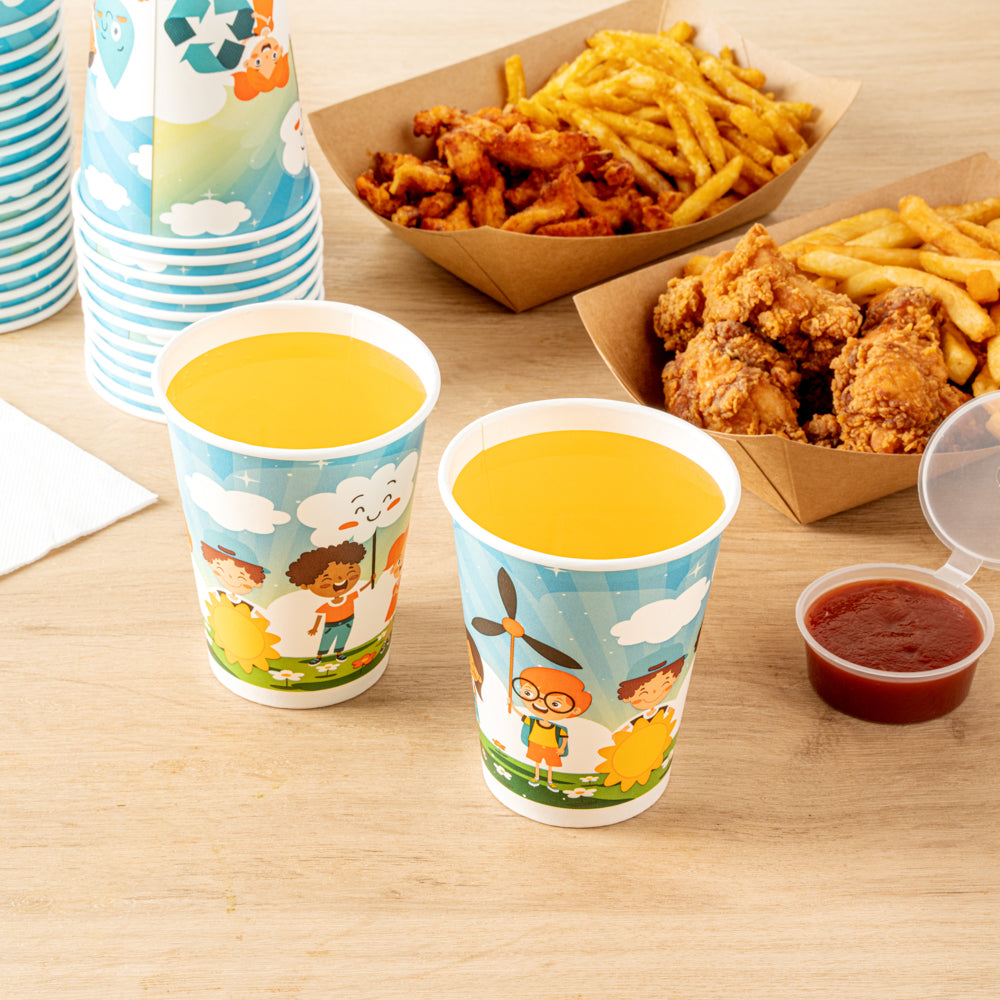 RW Kids 12 oz Paper Drinking Cup - 3 1/2" x 3 1/2" x 4 1/4" - 1000 count box