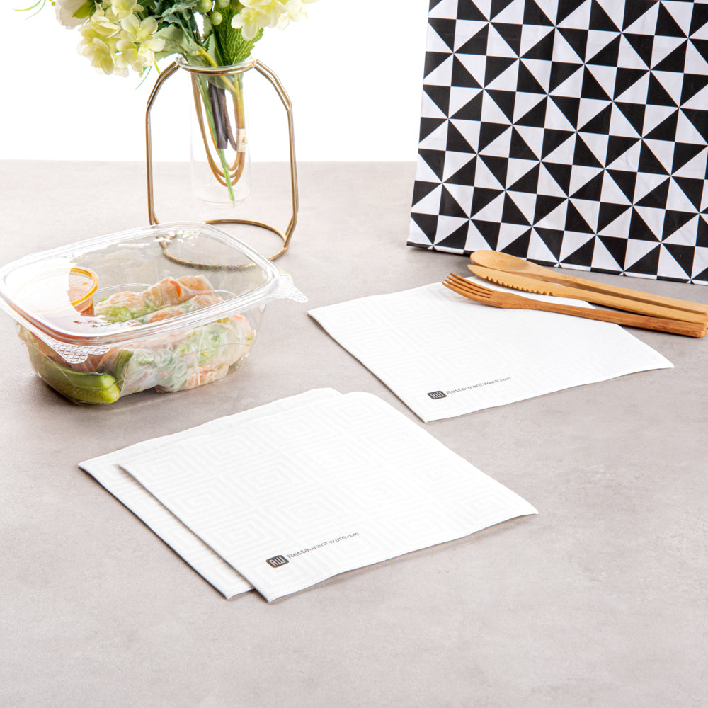 Luxenap Square Greco White Paper Napkin - Air Laid - 15 3/4" x 15 3/4" - 800 count box