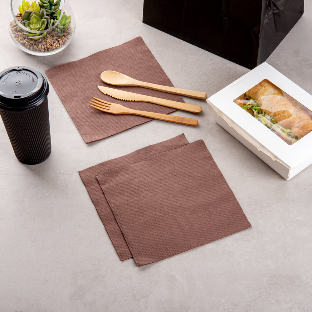 Luxenap Square Brown Paper Napkin - 2-Ply, Micropoint - 15 1/2" x 15 1/4" - 1200 count box