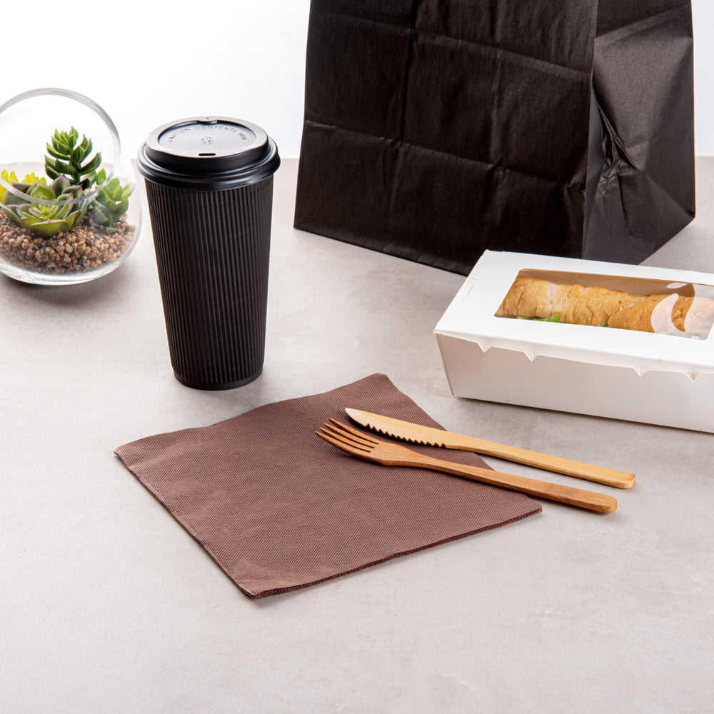 Luxenap Square Brown Paper Napkin - 2-Ply, Micropoint - 15 1/2" x 15 1/4" - 50 count box