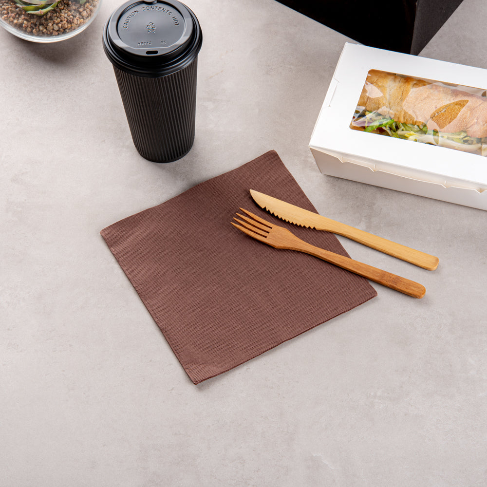 Luxenap Square Brown Paper Napkin - 2-Ply, Micropoint - 15 1/2" x 15 1/4" - 1200 count box