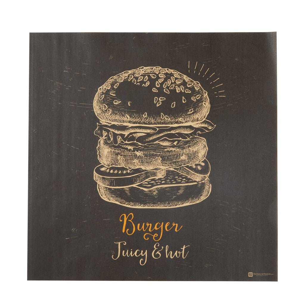 Chef 101 No PFAS Added Kraft Paper Burger Wrap and Fry Basket Liner - Juicy and Hot, Greaseproof, Compostable - 12" x 12" - 200 count box