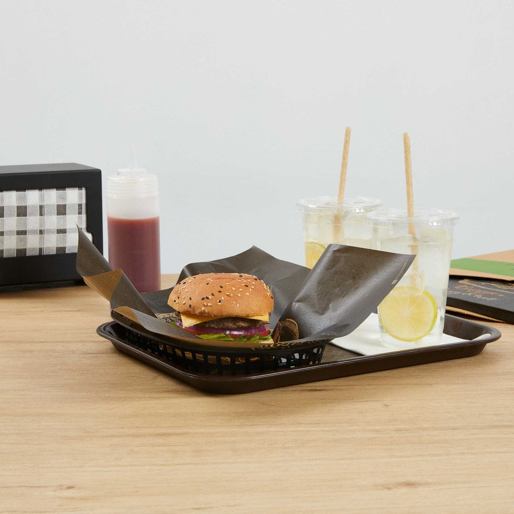 Chef 101 No PFAS Added Kraft Paper Burger Wrap and Fry Basket Liner - Juicy and Hot, Greaseproof, Compostable - 12" x 12" - 2000 count box