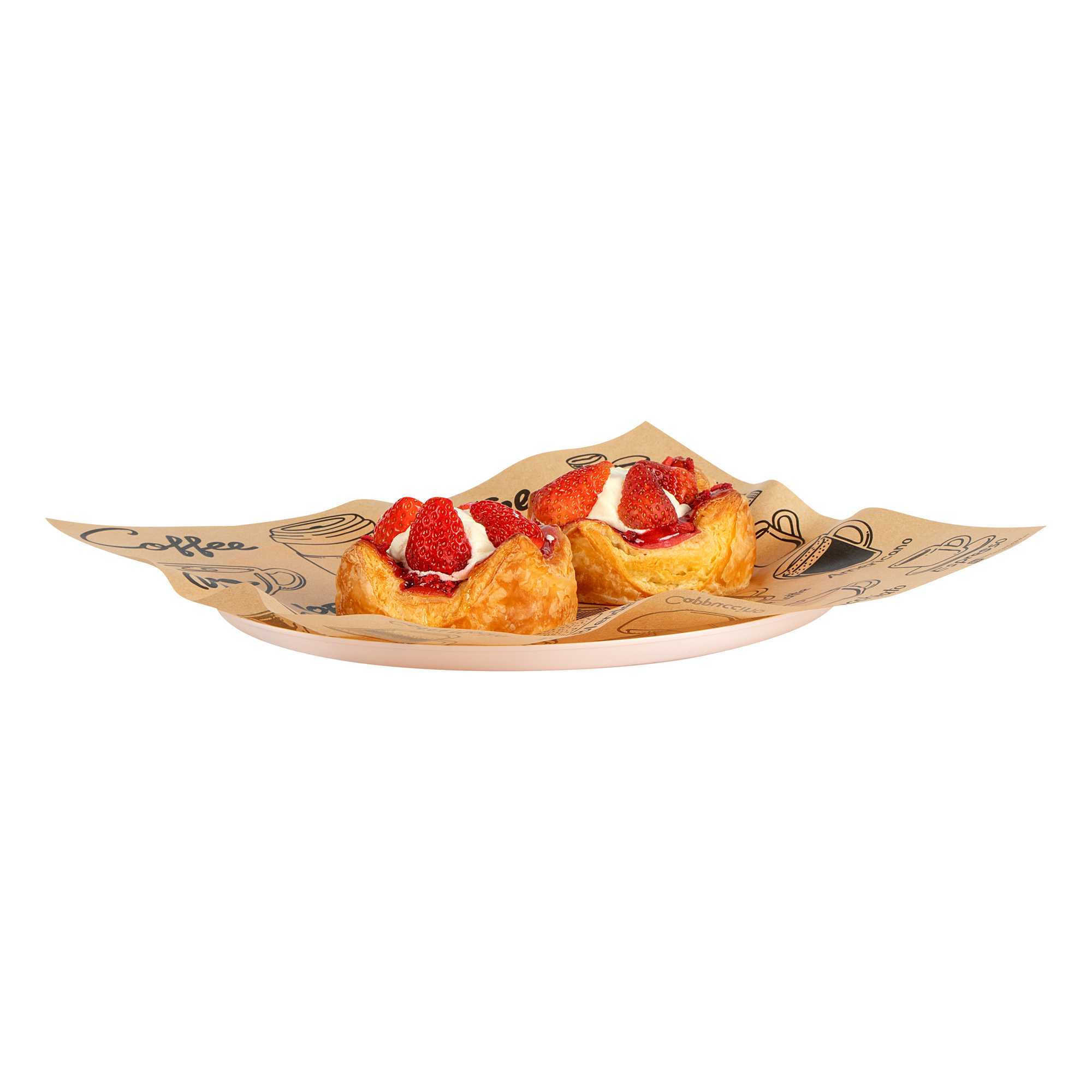 Chef 101 No PFAS Added Kraft Paper Coffee Shop Wrap and Pastry Liner - Cup of Joe, Greaseproof - 12" x 12" - 2000 count box