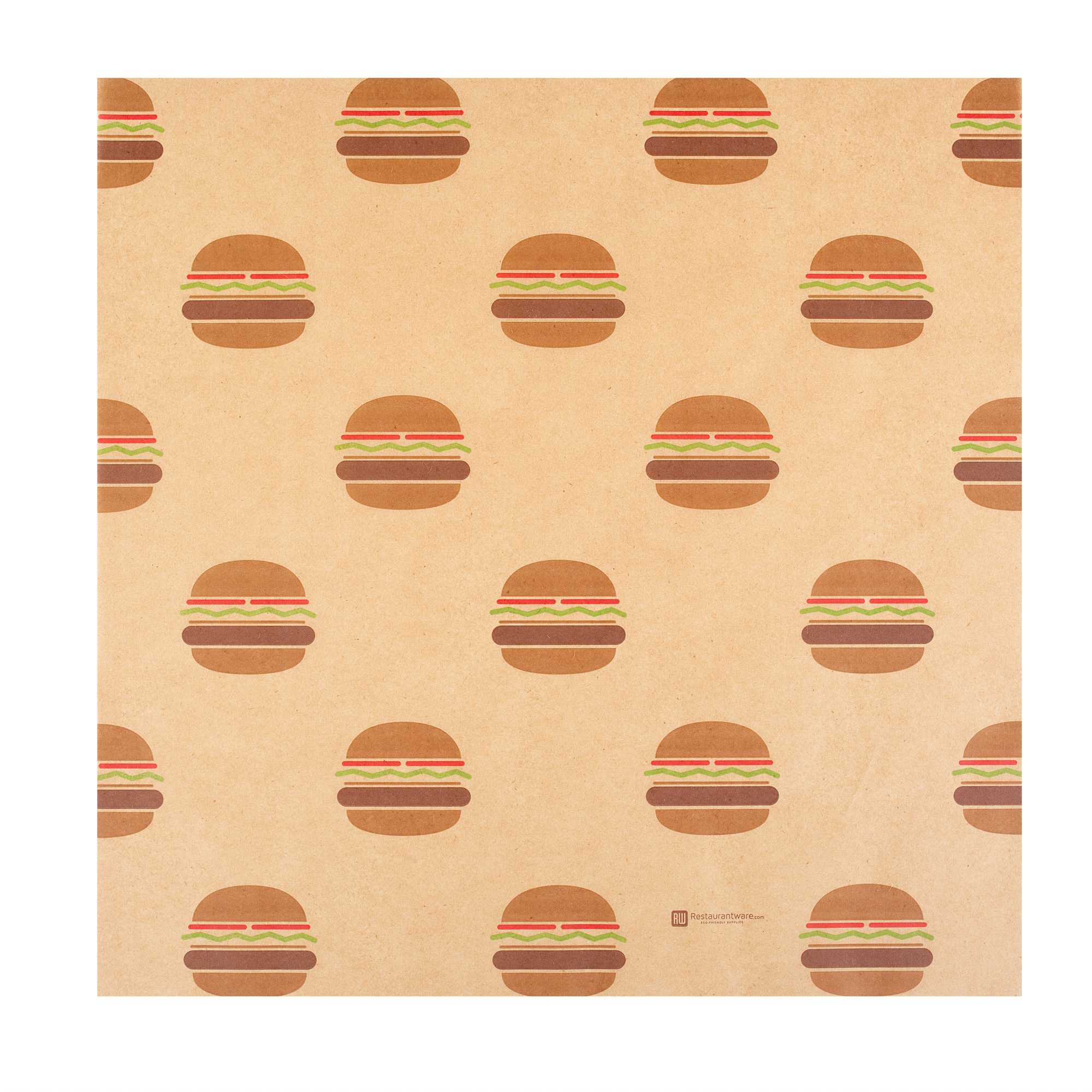 Chef 101 No PFAS Added Kraft Paper Food Wrap and Fry Basket Liner - Mini Burger, Greaseproof - 12" x 12" - 2000 count box