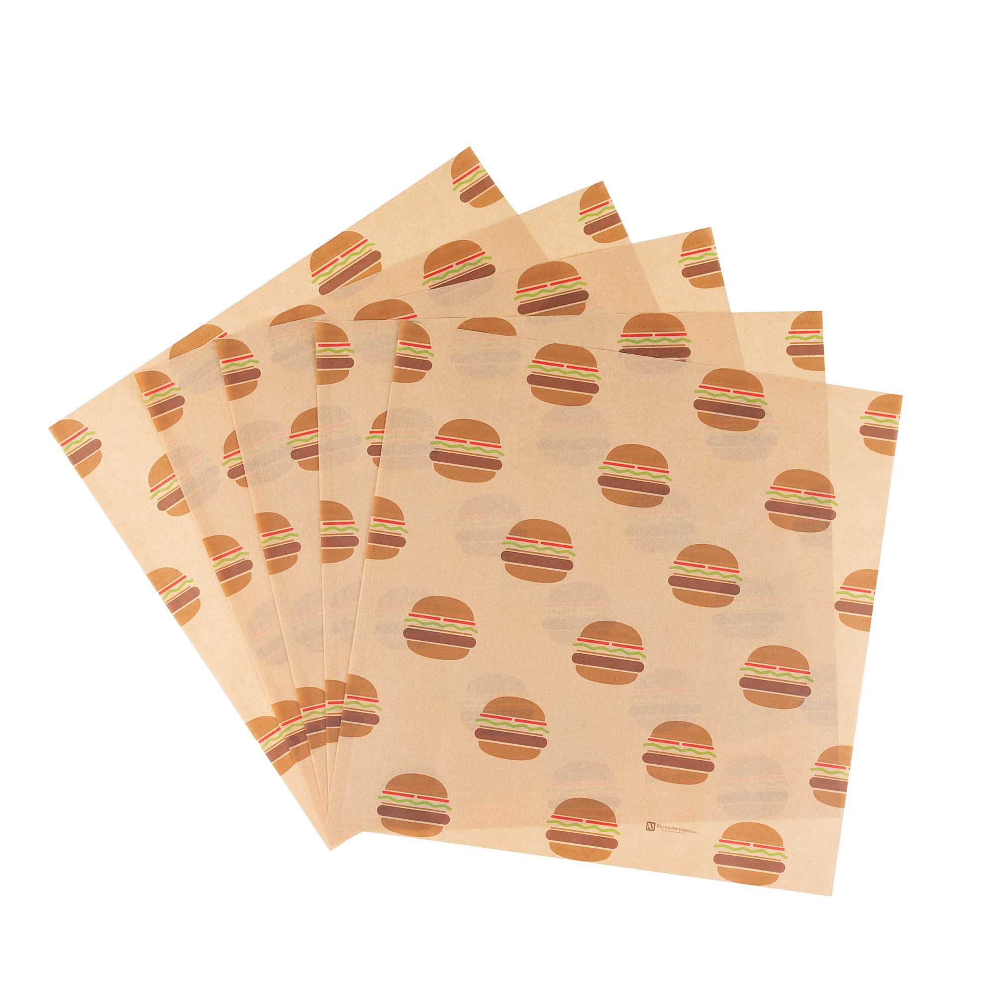 Chef 101 No PFAS Added Kraft Paper Food Wrap and Fry Basket Liner - Mini Burger, Greaseproof - 12" x 12" - 200 count box