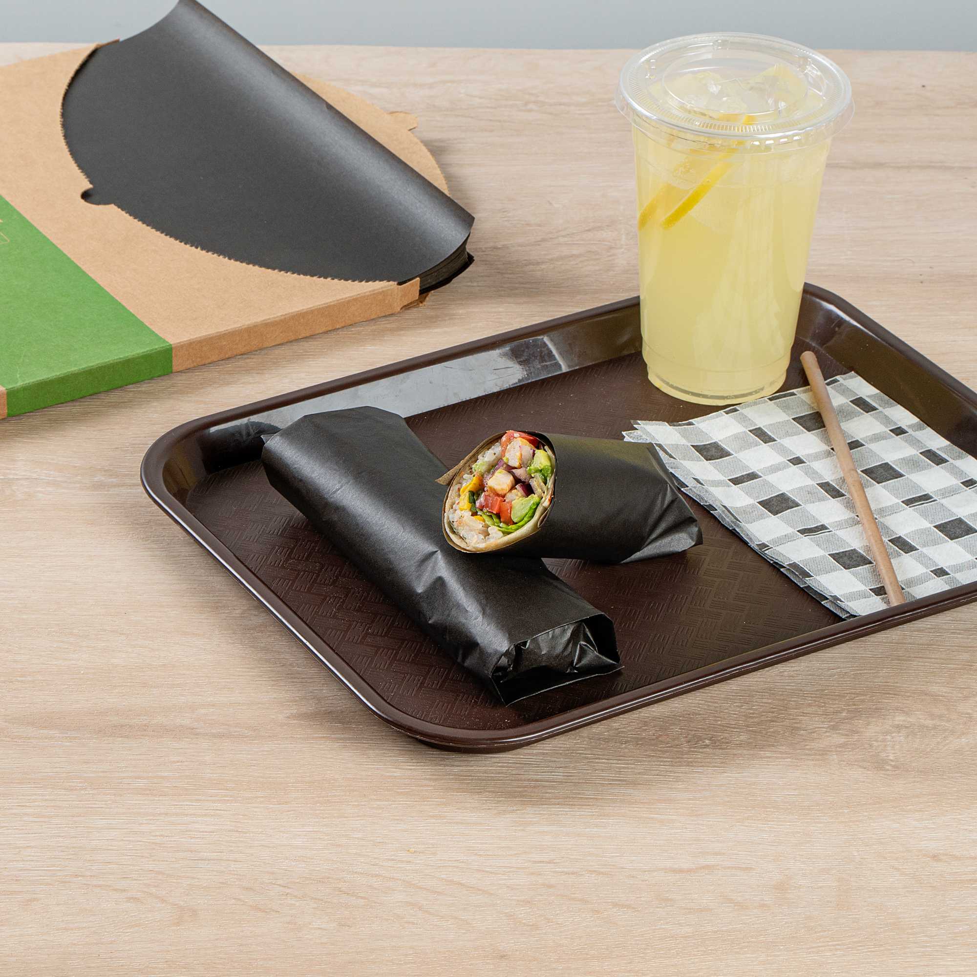 Chef 101 No PFAS Added Black Paper Food Wrap and Basket Liner - Greaseproof, Compostable - 15" x 11" - 200 count box