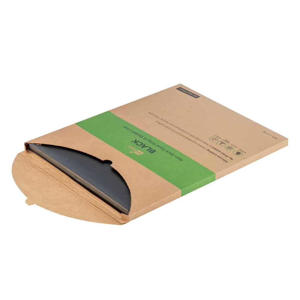 Chef 101 No PFAS Added Black Paper Food Wrap and Basket Liner - Greaseproof, Compostable - 15" x 11" - 2000 count box