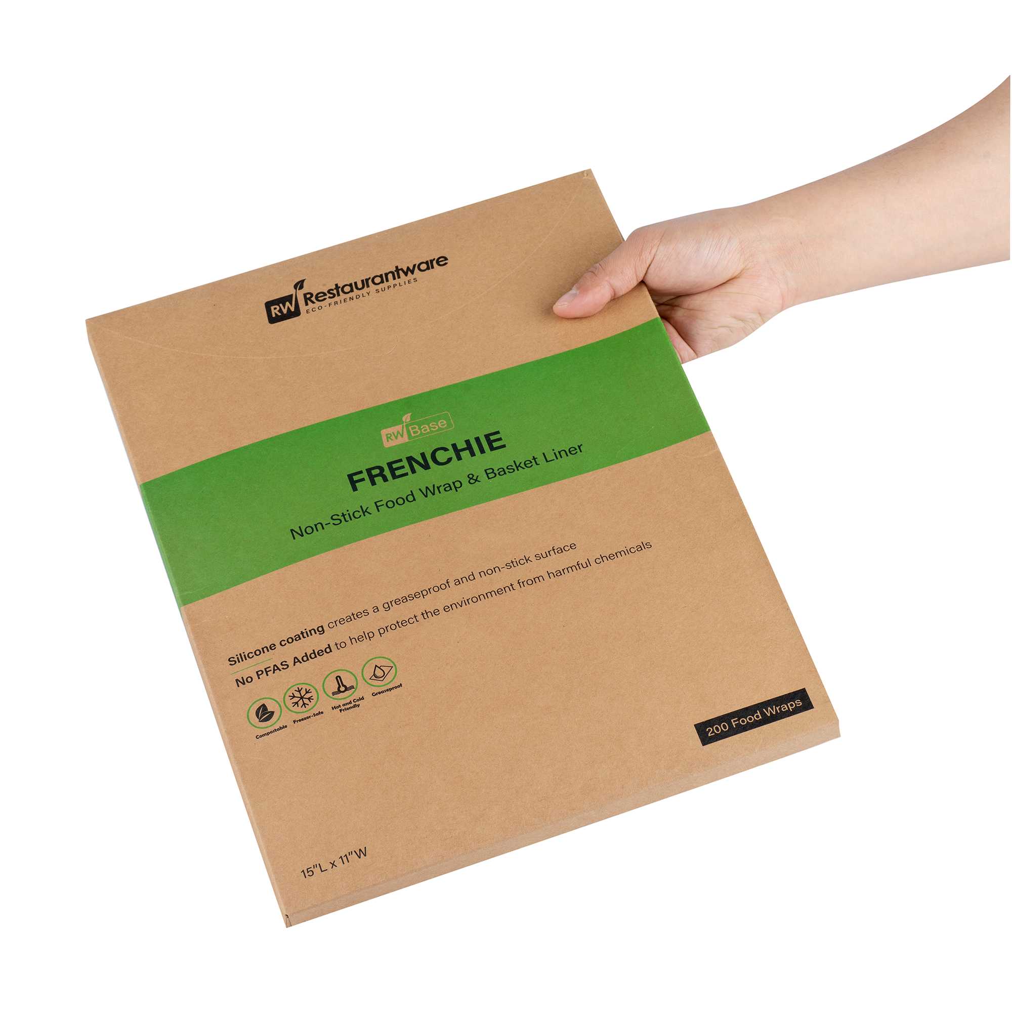 Chef 101 No PFAS Added Frenchie Paper Food Wrap and Basket Liner - Greaseproof, Compostable - 15" x 11" - 2000 count box