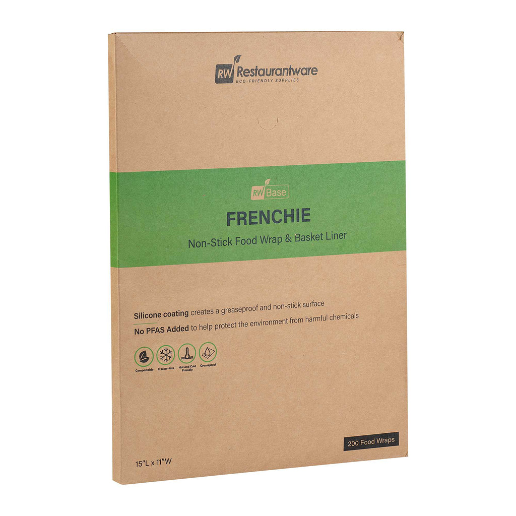 Chef 101 No PFAS Added Frenchie Paper Food Wrap and Basket Liner - Greaseproof, Compostable - 15" x 11" - 2000 count box