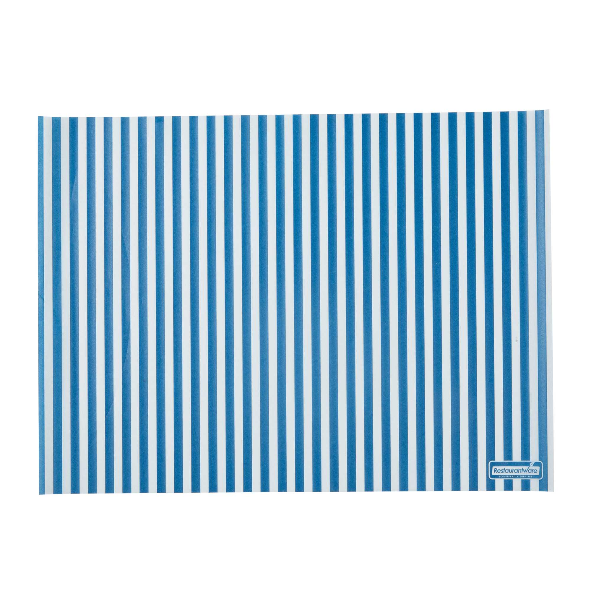 Chef 101 No PFAS Added Blue and White Stripe Paper Food Wrap and Basket Liner - Greaseproof - 15" x 11" - 200 count box