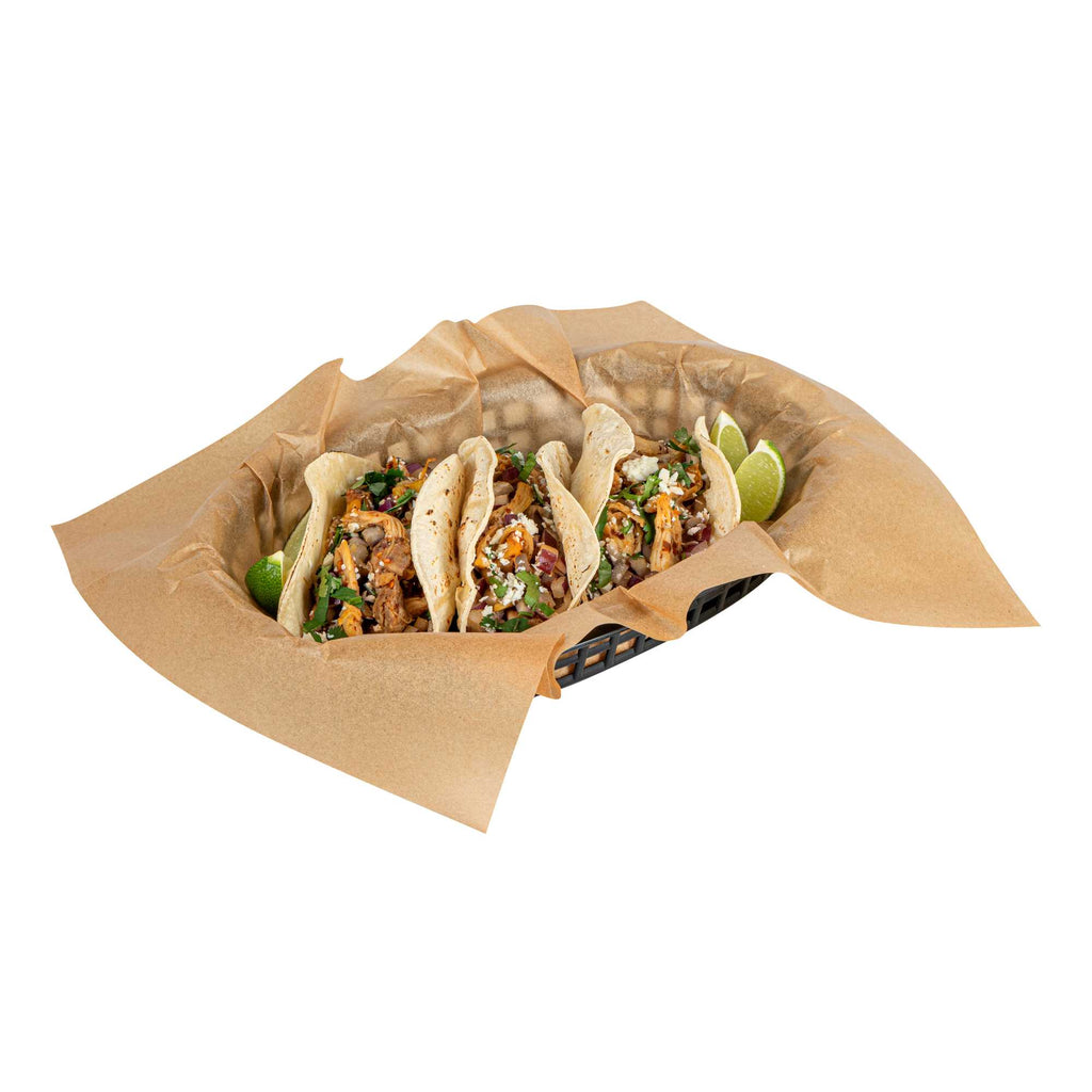 Chef 101 No PFAS Added Kraft Paper Food Wrap and Basket Liner - Greaseproof - 15" x 11" - 200 count box