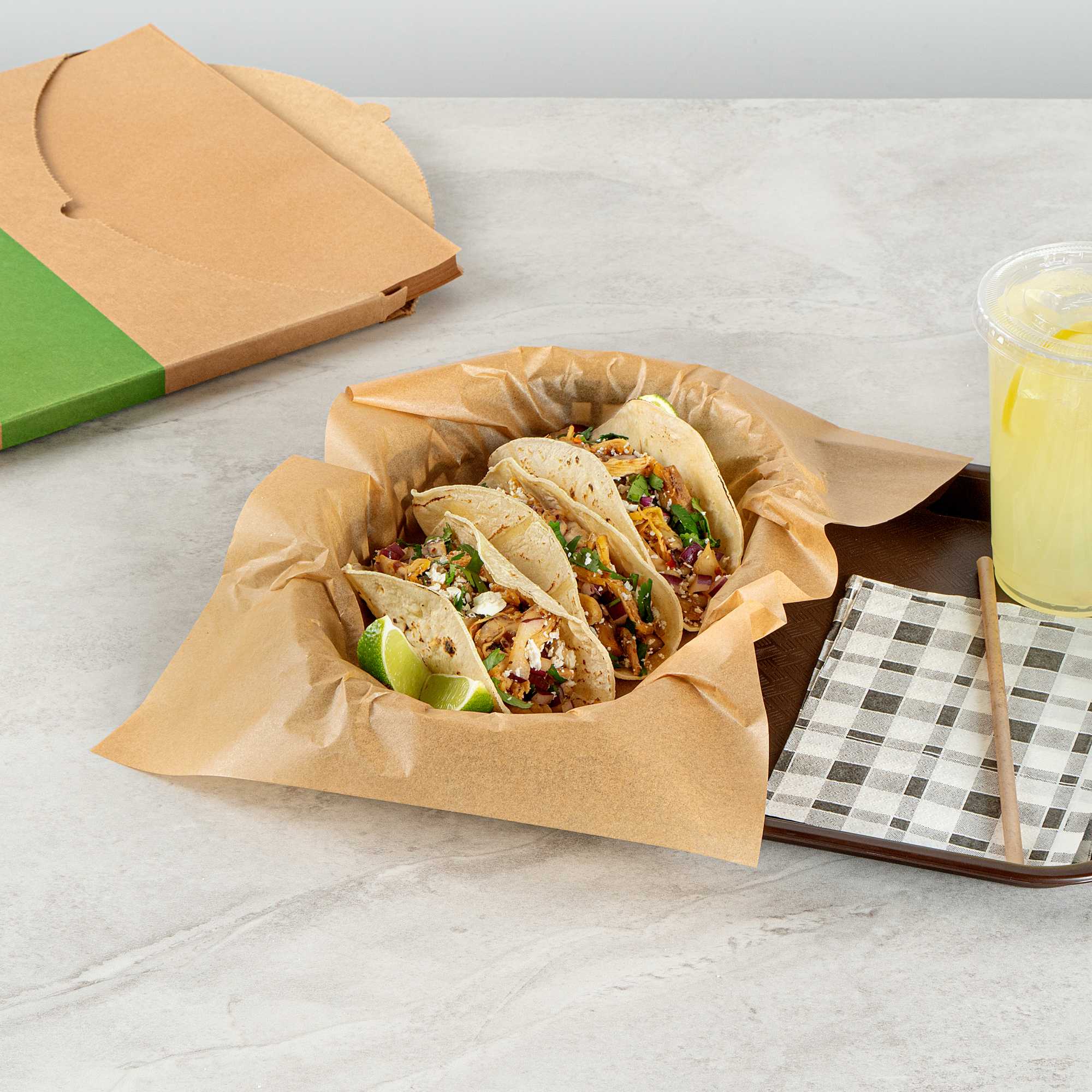 Chef 101 No PFAS Added Kraft Paper Food Wrap and Basket Liner - Greaseproof - 15" x 11" - 2000 count box