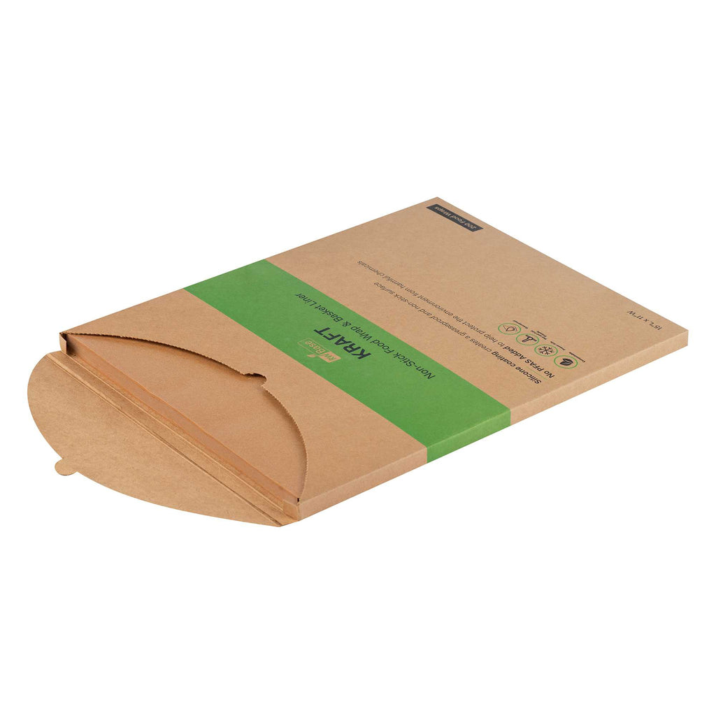 Chef 101 No PFAS Added Kraft Paper Food Wrap and Basket Liner - Greaseproof - 15" x 11" - 2000 count box