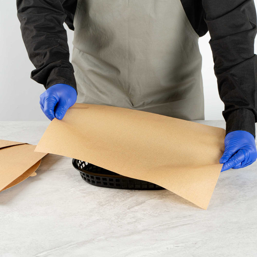 Chef 101 No PFAS Added Kraft Paper Food Wrap and Basket Liner - Greaseproof - 15" x 11" - 2000 count box