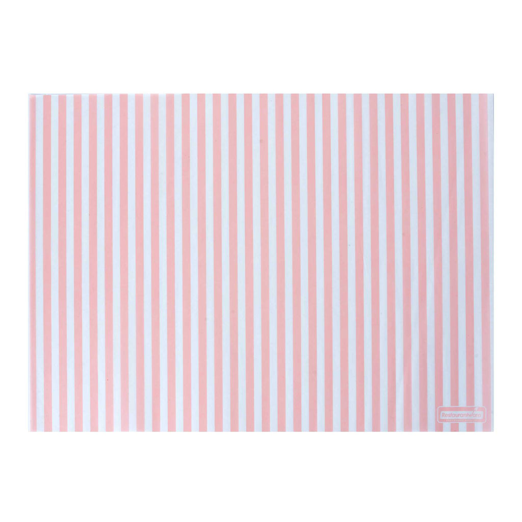 Chef 101 No PFAS Added Pink and White Stripe Paper Food Wrap and Basket Liner - Greaseproof, Compostable - 15" x 11" - 200 count box