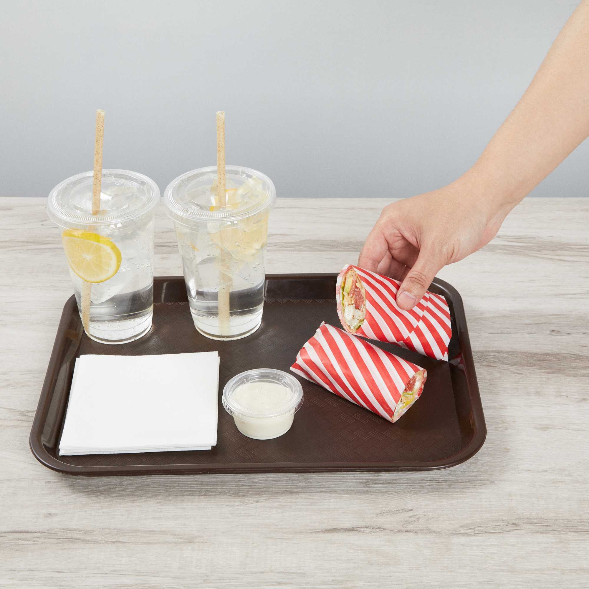 Chef 101 No PFAS Added Red and White Stripe Paper Food Wrap and Basket Liner - Greaseproof, Compostable - 15" x 11" - 2000 count box