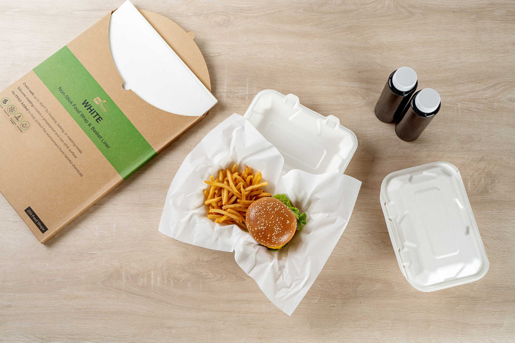 Chef 101 No PFAS Added White Paper Food Wrap and Basket Liner - Greaseproof, Compostable - 15" x 11" - 200 count box