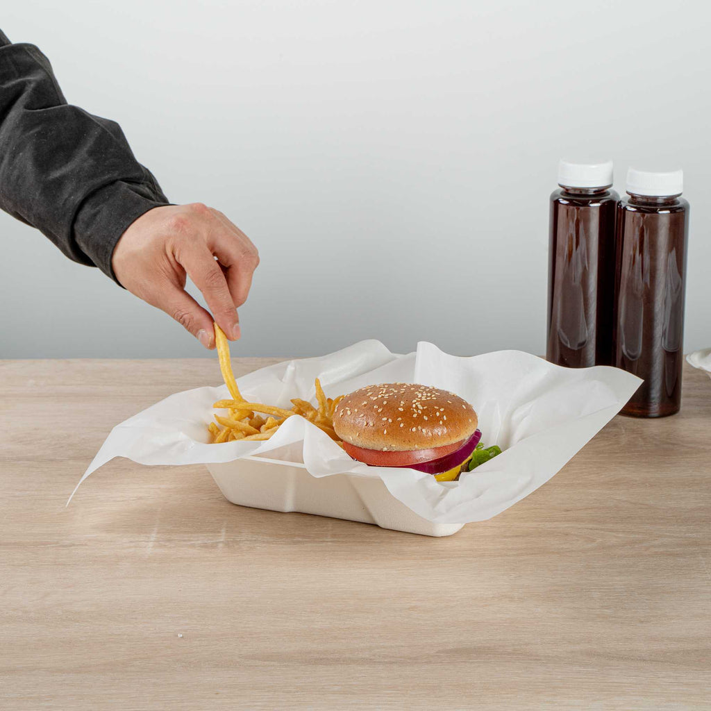 Chef 101 No PFAS Added White Paper Food Wrap and Basket Liner - Greaseproof, Compostable - 15" x 11" - 2000 count box