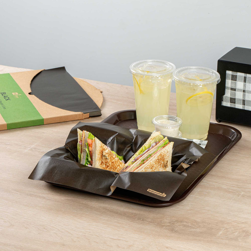 Chef 101 No PFAS Added Black Paper Bakery Wrap and Basket Liner - Greaseproof - 12" x 12" - 2000 count box