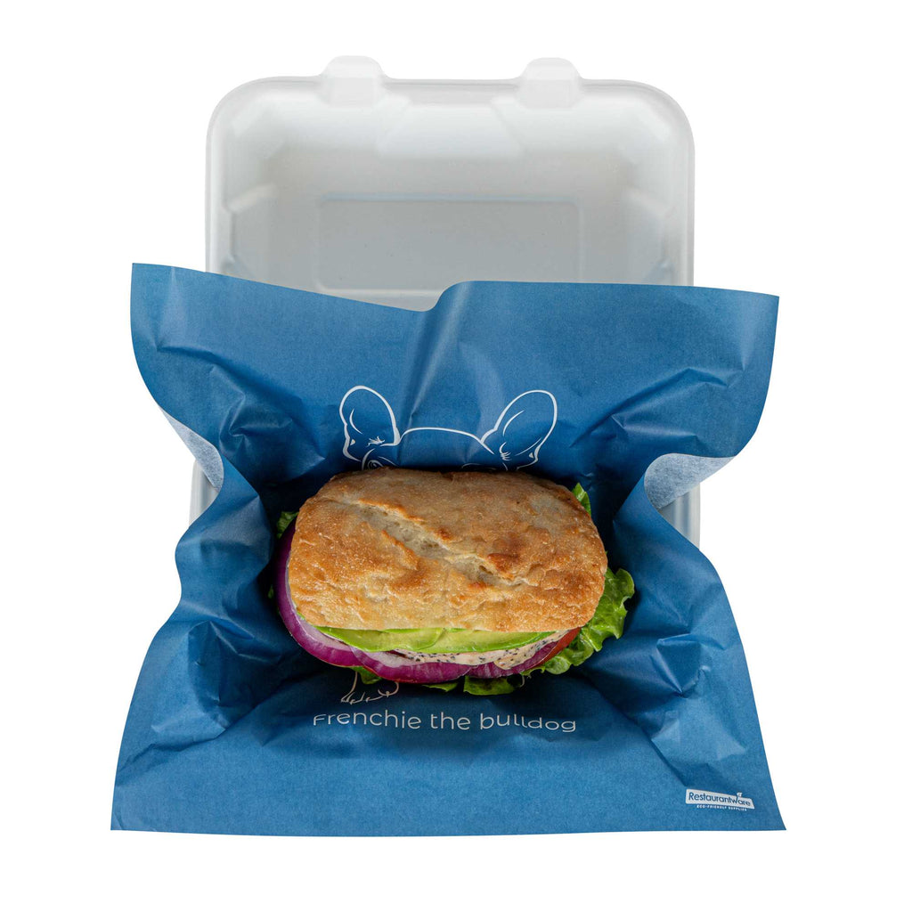 Chef 101 No PFAS Added Frenchie Paper Bakery Wrap and Basket Liner - Greaseproof - 12" x 12" - 200 count box