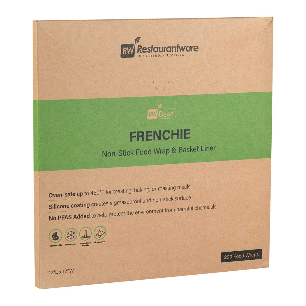 Chef 101 No PFAS Added Frenchie Paper Bakery Wrap and Basket Liner - Greaseproof - 12" x 12" - 2000 count box