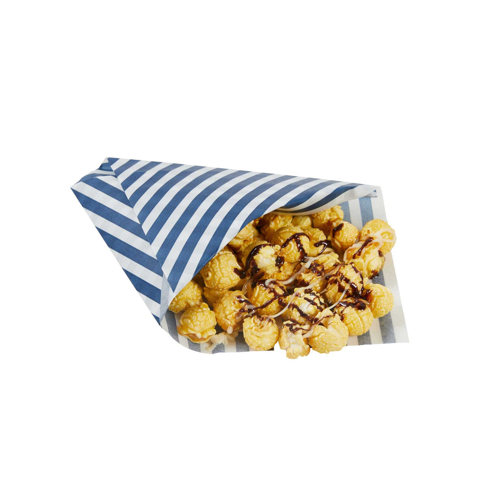 Chef 101 No PFAS Added Blue and White Stripe Paper Bakery Wrap and Basket Liner - Greaseproof - 12" x 12" - 2000 count box
