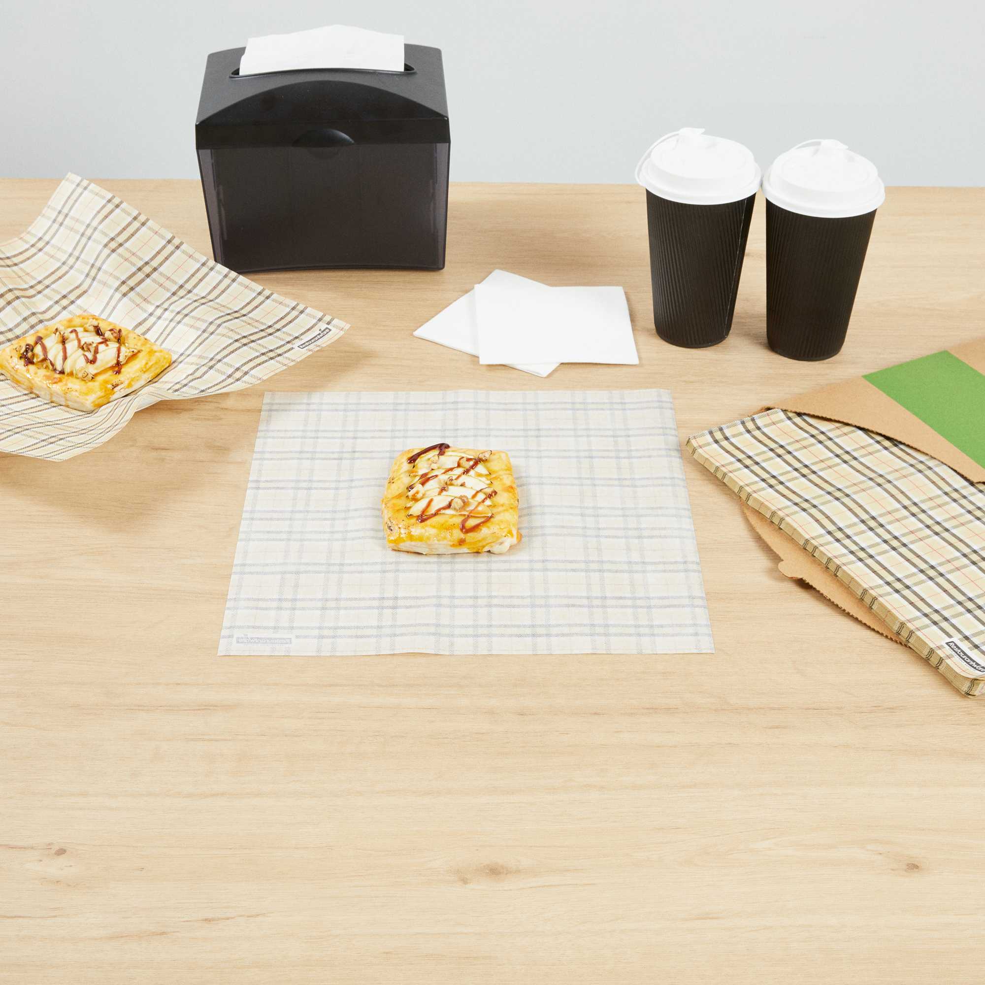 Chef 101 No PFAS Added Plaid Paper Bakery Wrap and Basket Liner - Greaseproof - 12" x 12" - 200 count box