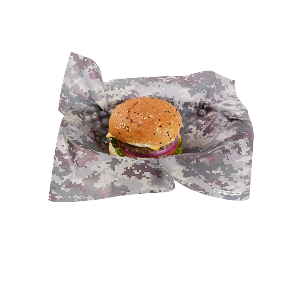 Chef 101 No PFAS Added Camouflage Paper Bakery Wrap and Basket Liner - Greaseproof - 12" x 12" - 200 count box