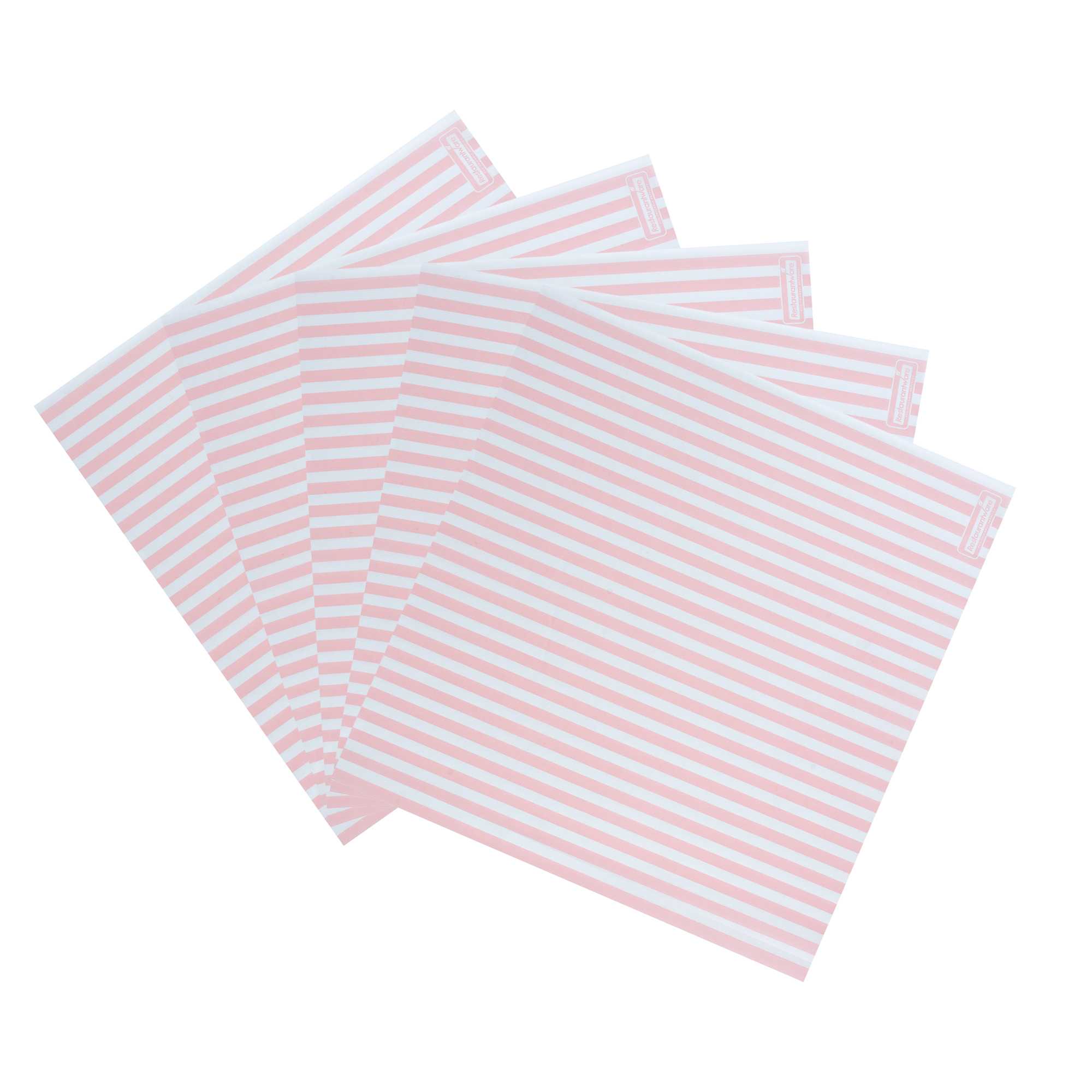 Chef 101 No PFAS Added Pink and White Stripe Paper Bakery Wrap and Basket Liner - Greaseproof - 12" x 12" - 200 count box