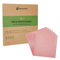 Chef 101 No PFAS Added Red and White Stripe Paper Bakery Wrap and Basket Liner - Greaseproof - 12" x 12" - 200 count box