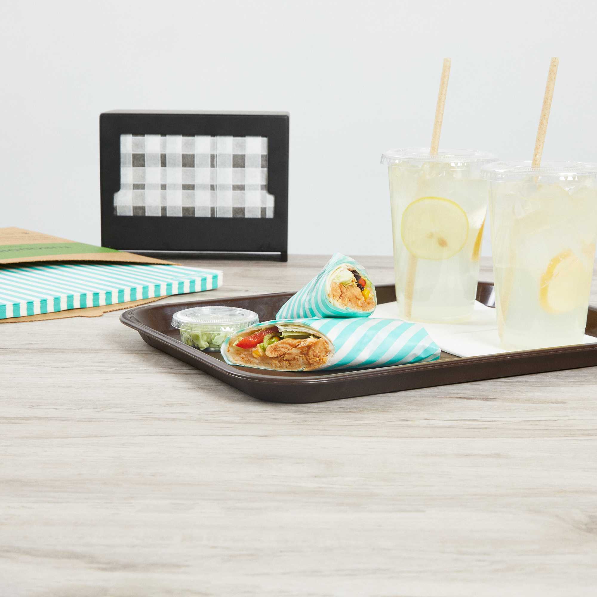 Chef 101 No PFAS Added Turquoise and White Stripe Paper Bakery Wrap and Basket Liner - Greaseproof - 12" x 12" - 200 count box