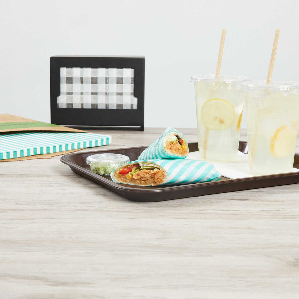Chef 101 No PFAS Added Turquoise and White Stripe Paper Bakery Wrap and Basket Liner - Greaseproof - 12" x 12" - 2000 count box