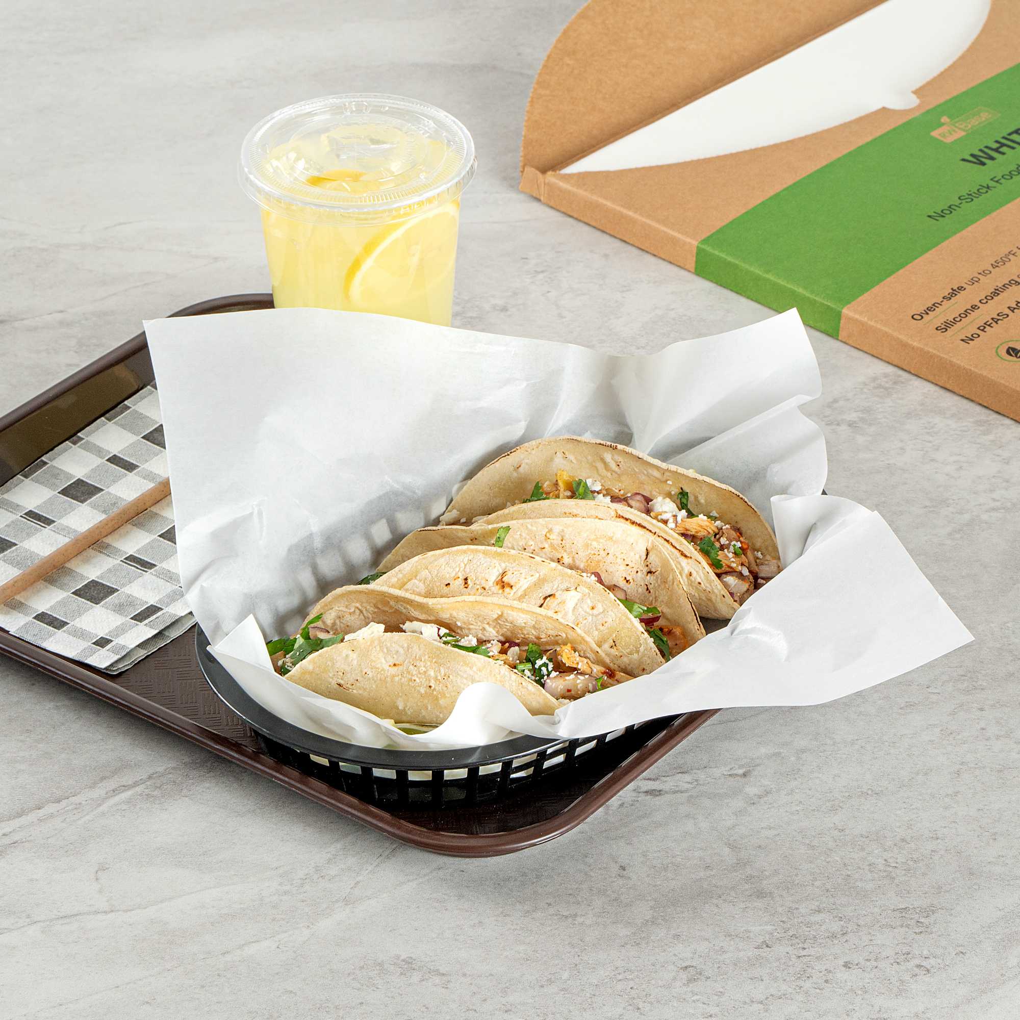 Chef 101 No PFAS Added White Paper Bakery Wrap and Basket Liner - Greaseproof - 12" x 12" - 2000 count box