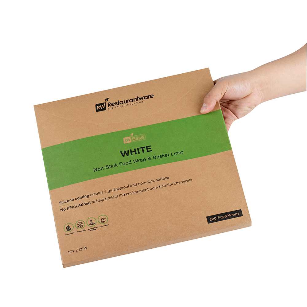 Chef 101 No PFAS Added White Paper Bakery Wrap and Basket Liner - Greaseproof - 12" x 12" - 2000 count box