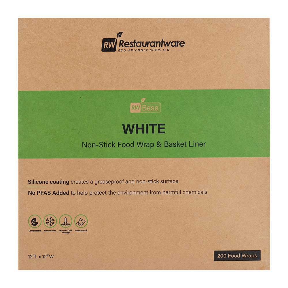Chef 101 No PFAS Added White Paper Bakery Wrap and Basket Liner - Greaseproof - 12" x 12" - 2000 count box