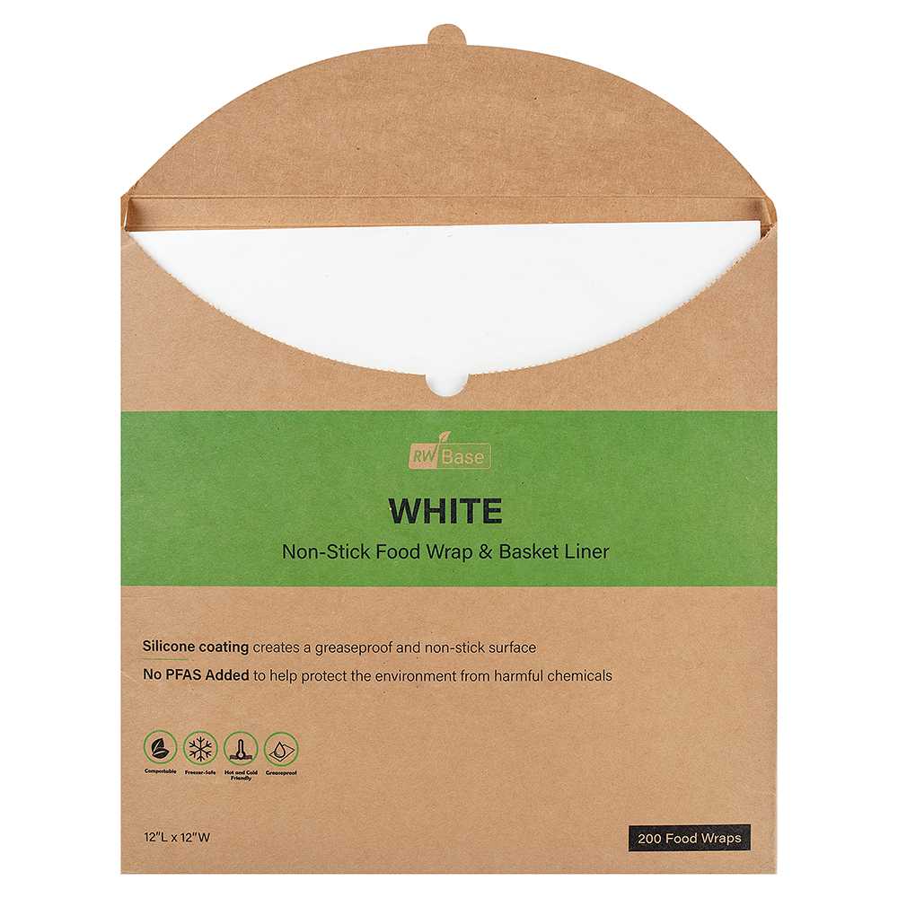 Chef 101 No PFAS Added White Paper Bakery Wrap and Basket Liner - Greaseproof - 12" x 12" - 2000 count box