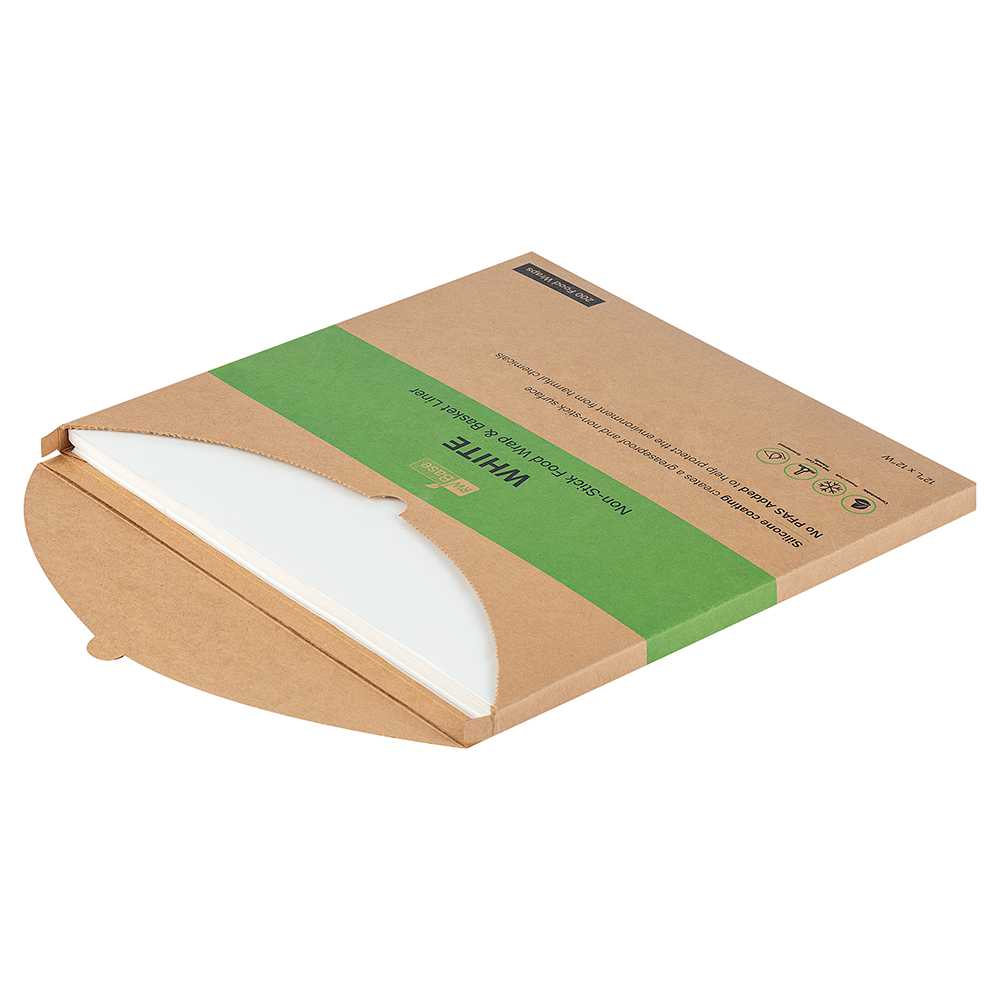Chef 101 No PFAS Added White Paper Bakery Wrap and Basket Liner - Greaseproof - 12" x 12" - 2000 count box