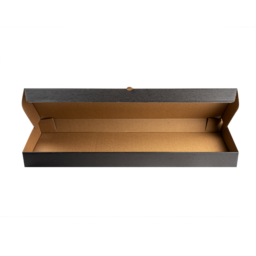 Eco Pie Kraft and Black Paper Corrugated Flatbread Box - 24" x 12" x 2" - 50 count box