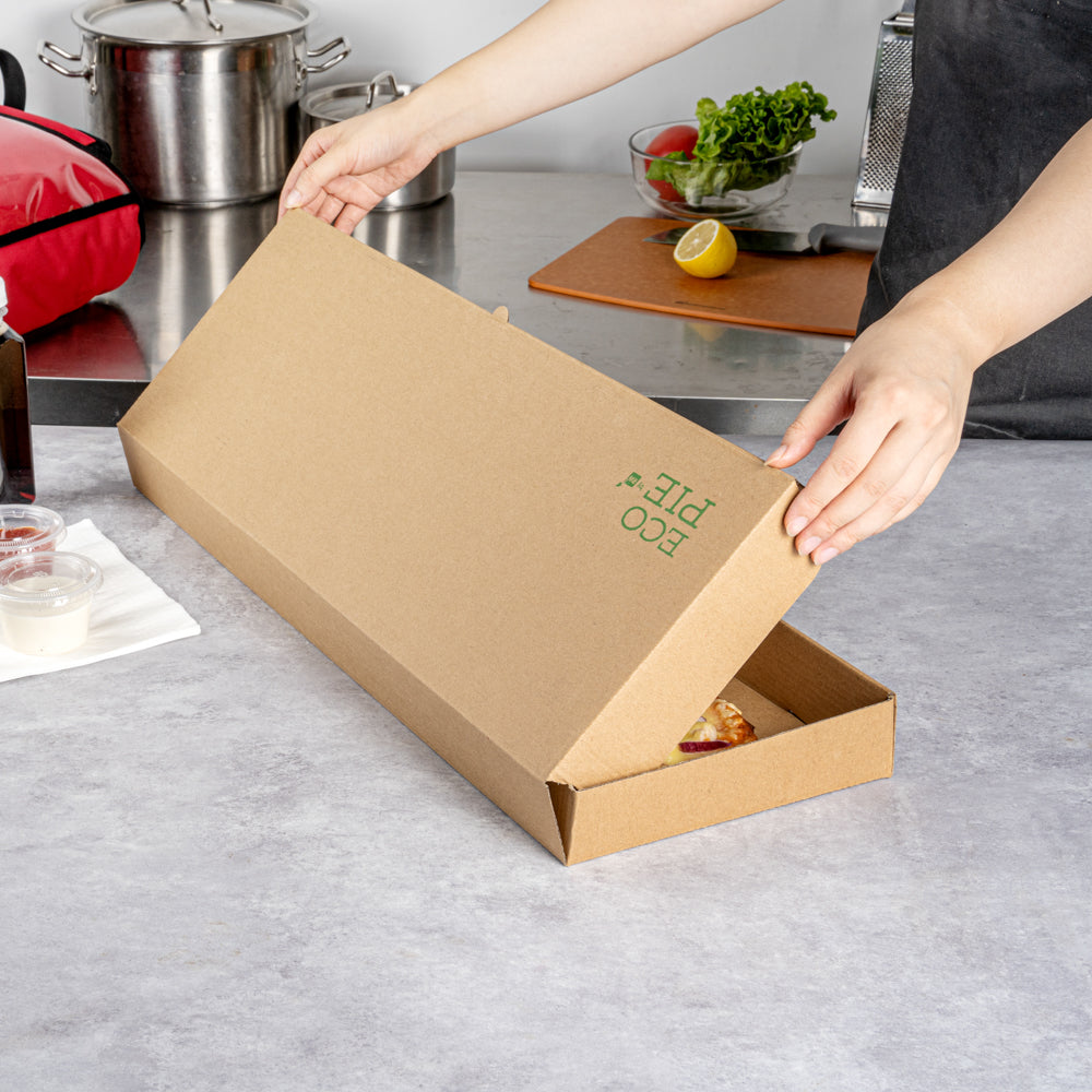 Eco Pie Kraft Paper Corrugated Flatbread Box - 24" x 12" x 2" - 50 count box