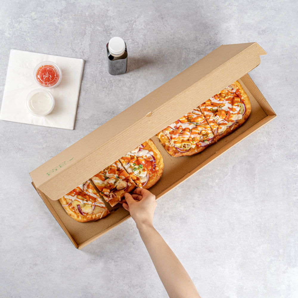 Eco Pie Kraft Paper Corrugated Flatbread Box - 24" x 12" x 2" - 50 count box