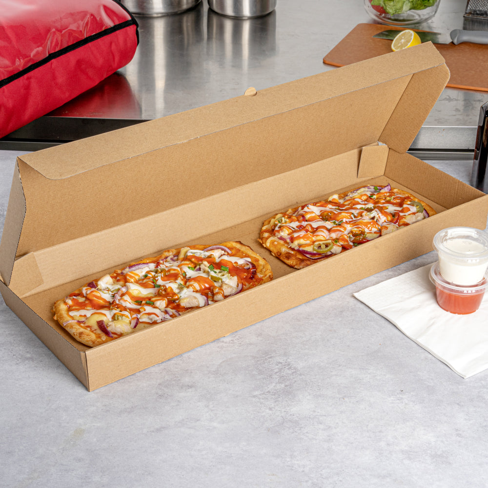 Eco Pie Kraft Paper Corrugated Flatbread Box - 24" x 12" x 2" - 50 count box